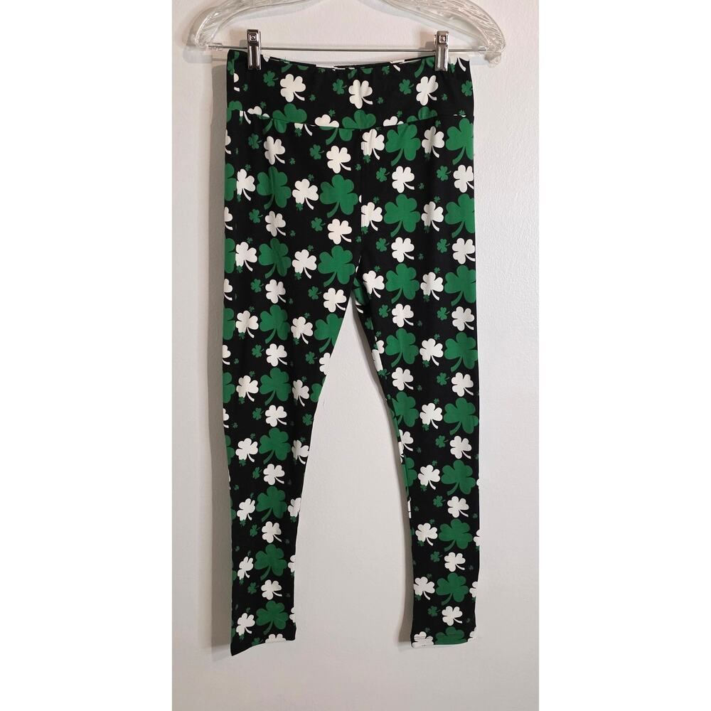 YoYo Leggings Black Green White Shamrock One Size St. Patricks Day New With Tags